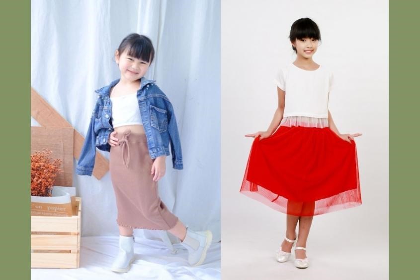 Áo croptop cá tính, năng động phối cùng chân váy midi cho bé