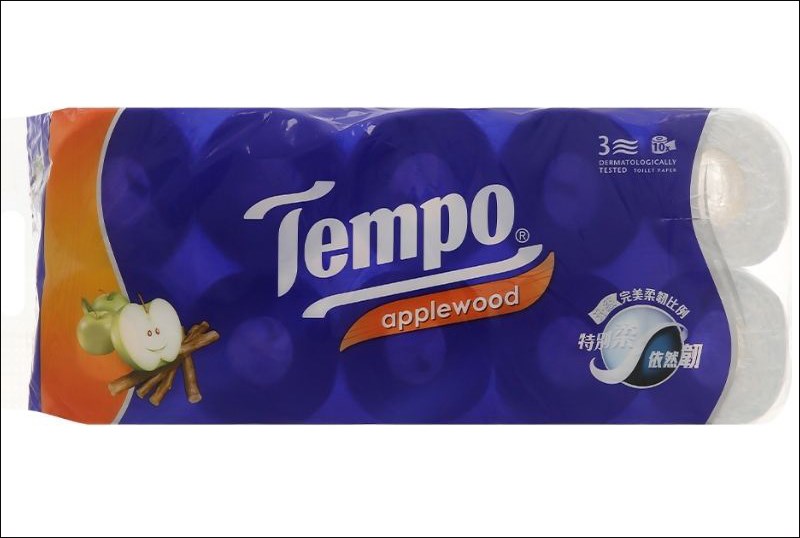 10 cuộn giấy vệ sinh Tempo hương gỗ táo 3 lớp