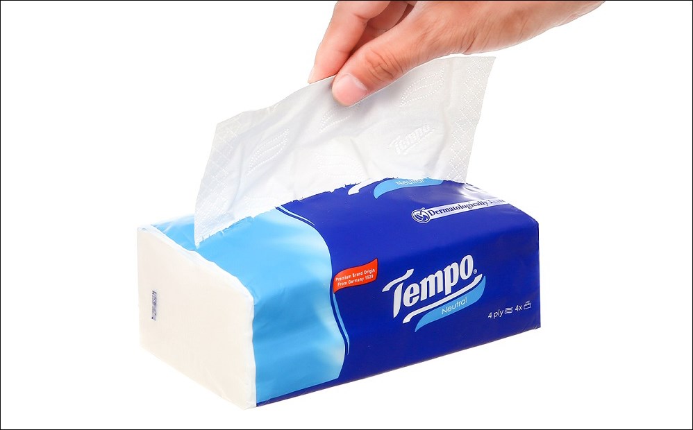 Khăn giấy rút Tempo không mùi 4 lớp gói 90 tờ (16cm x 19.5cm)