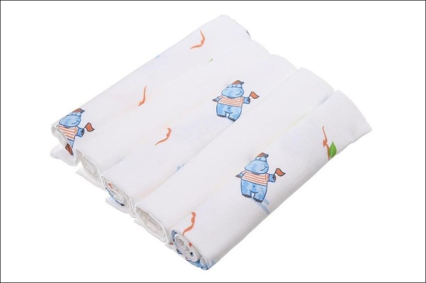 5 cái khăn sữa cotton Dobby Lullaby NH637P 4 lớp 30x30 cm - Màu trắng hà mã