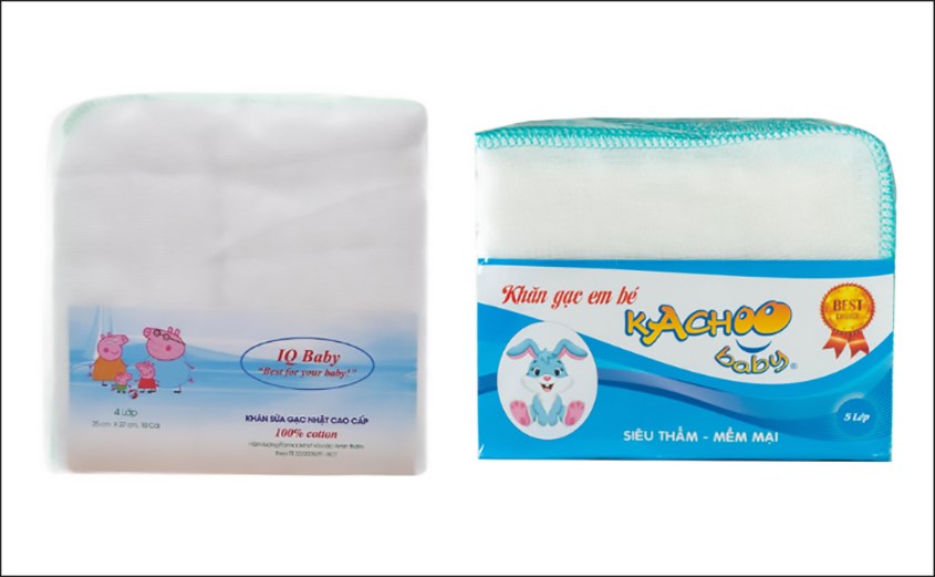 10 cái khăn sữa cotton IQ Baby 4 lớp 28x36 cm
