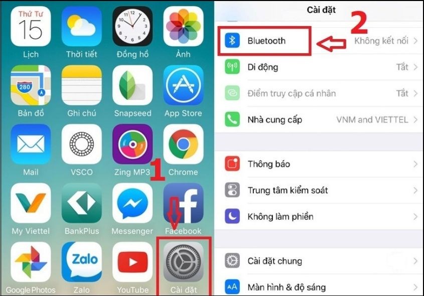 Cài đặt trên iPhone