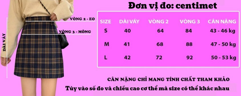 Bảng size chân váy chuẩn theo số đo 3 vòng các loại chân váy  Natoli