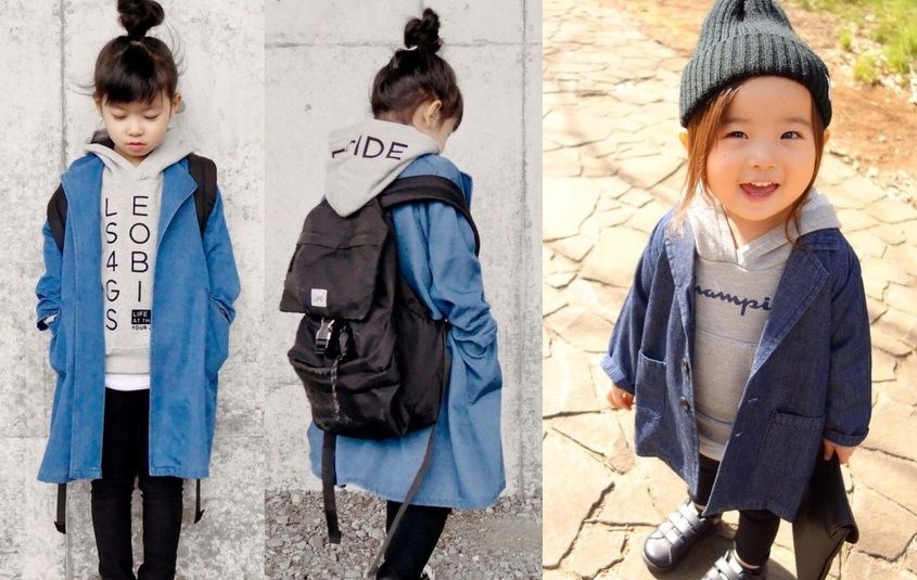 Phối áo hoodie bé gái với áo dạ dáng dài