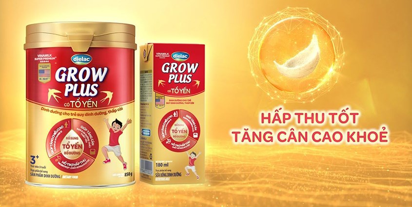 Sữa bột Dielac Grow Plus 3+ tổ yến 850g