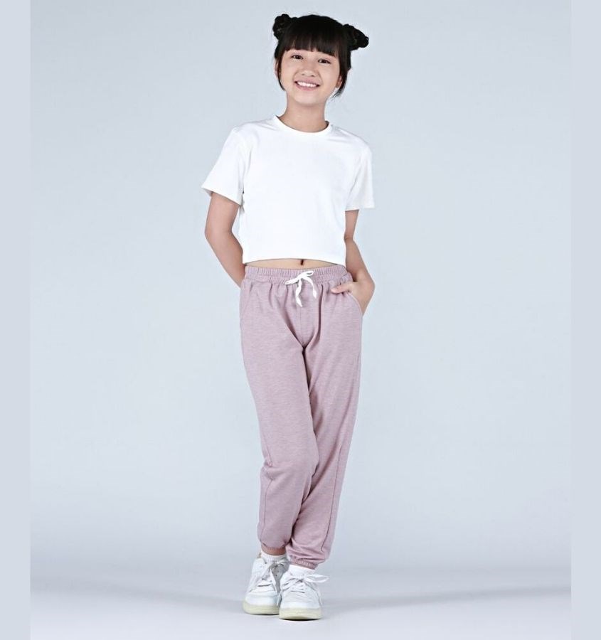 Quần dài nỉ da cá bé gái AVAFashion CC - Hồng