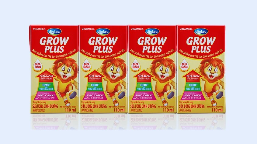 Lốc 4 hộp sữa uống dinh dưỡng Dielac Grow Plus hộp 110ml (sữa non)