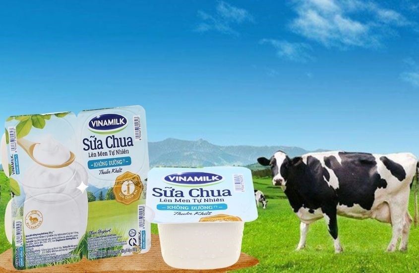 Lốc 4 hộp sữa chua không đường Vinamilk vị vani 100g