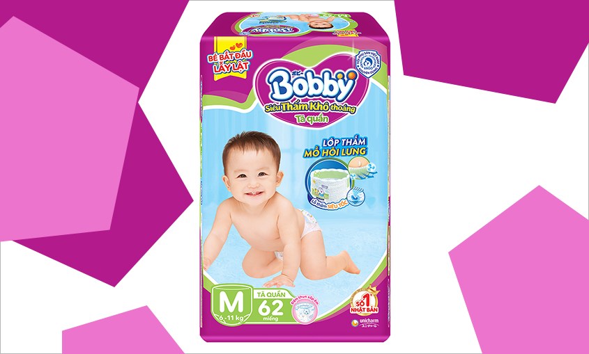 Tã quần Bobby size M 60 miếng (6 - 11 kg)