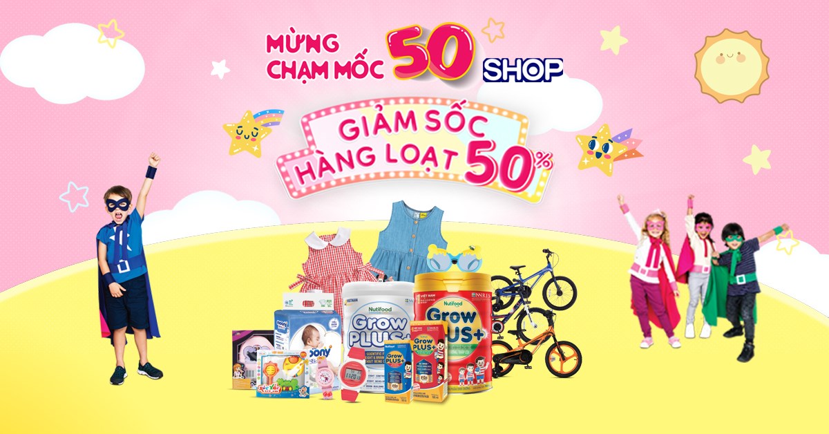 Giảm tưng bừng, deal cực Hot mừng cột mốc 50 shop AVAKids