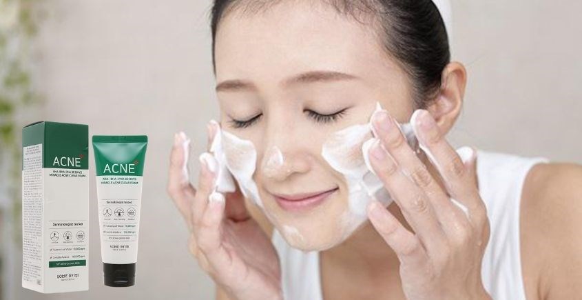 Sữa rửa mặt làm dịu da mụn, da kích ứng Some By Mi Aha-Bha-Pha 30 Days Miracle Acne Clear Foam 100