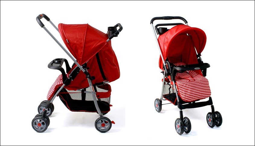 Xe đẩy cho bé Gluck C8M cho bé từ 0 đến 36 tháng tuổi - màu đỏ được làm từ thép không gỉ