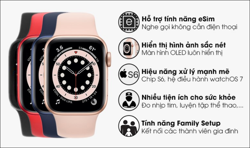 Apple Watch S6 LTE 40mm aluminum rim with silicone band