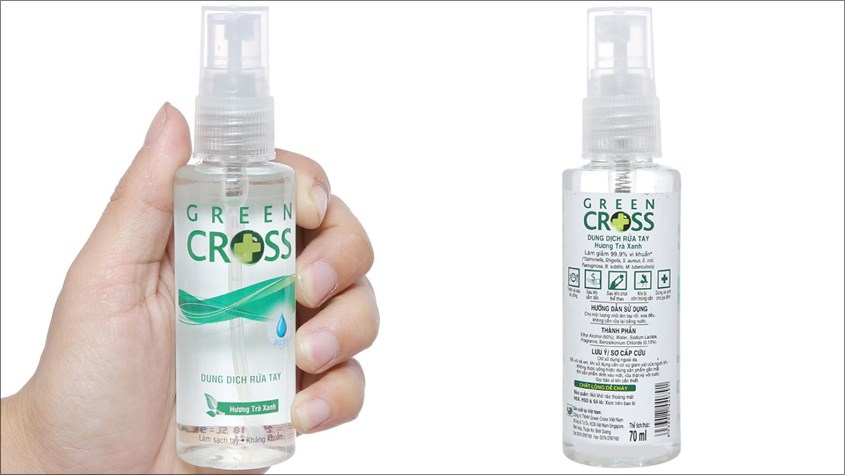 Gel rửa tay khô Green Cross hương trà xanh chai 70 ml