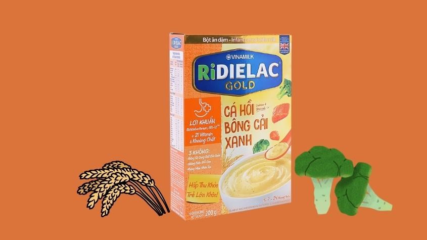 Bột ăn dặm Ridielac Gold cá hồi bông cải xanh hộp 200g (7 - 24 tháng)