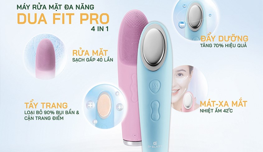 Máy rửa mặt và đẩy tinh chất Dr.Glatt Dua Fit Pro màu xanh