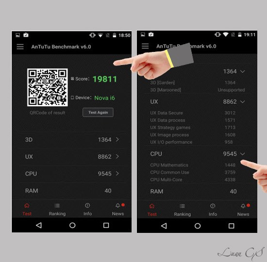 Cấu hình điểm số Antutu trên Mobell Nova i6