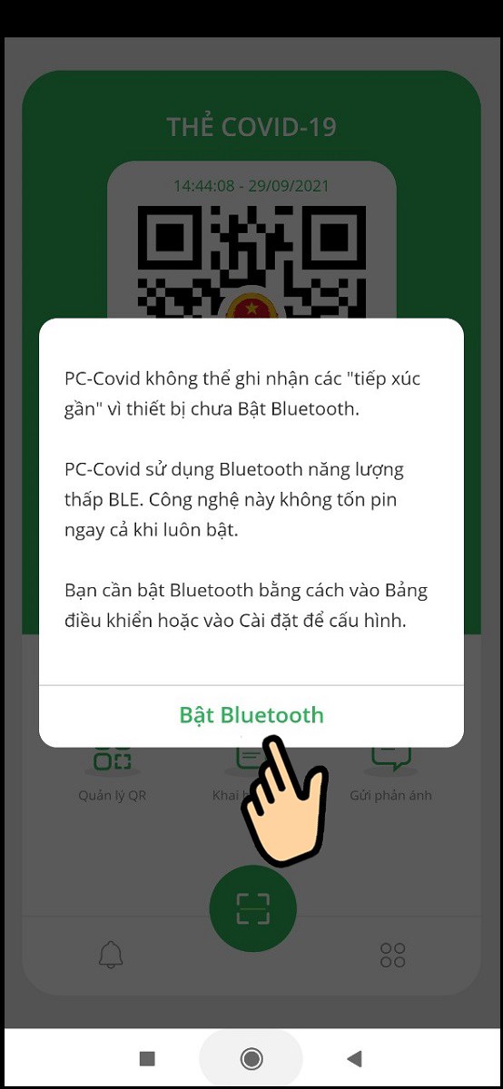 Bấm Bật Bluetooth