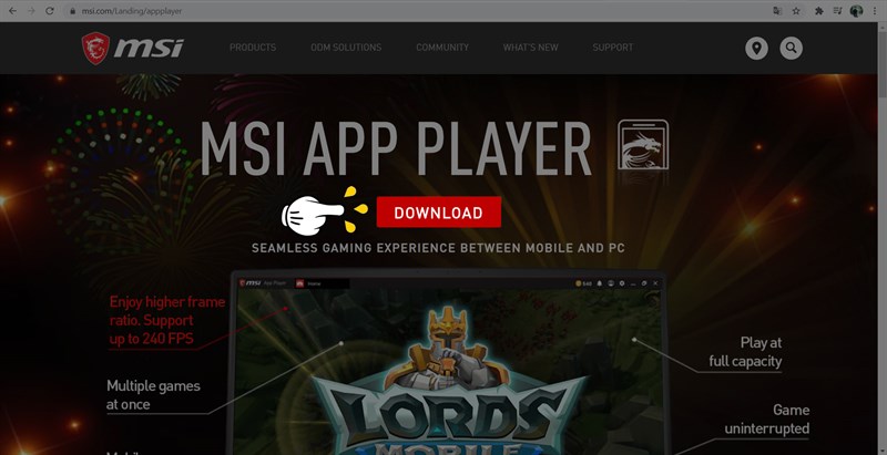 Truy cập vào trang chủ để tải MSI App