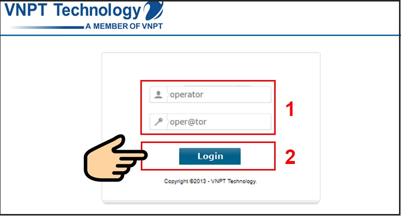 Nhập User và Password, nhấn Login