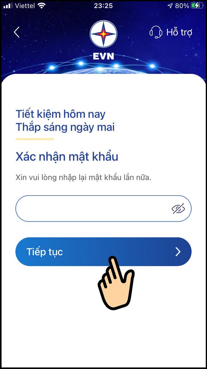 Nhập xác nhận lại mật khẩu