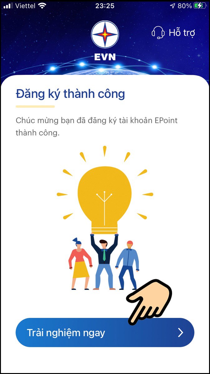 Bấm Trải nghiệm ngay