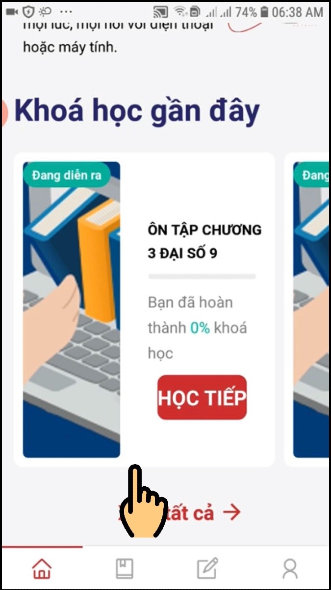 Bấm vào khóa học của bạn