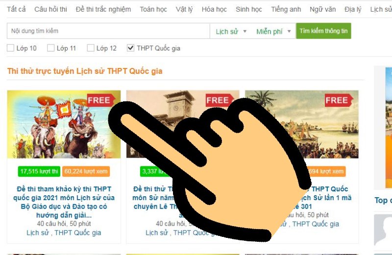 Nhấn chọn mục Đề thi tham khảo THPT quốc gia 2021 môn Lịch sử...