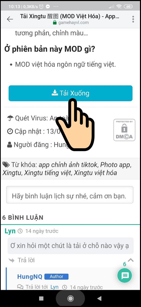 Kéo xuống dưới chọn Tải xuống