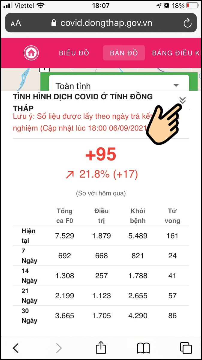 Bấm 2 mũi tên xuống