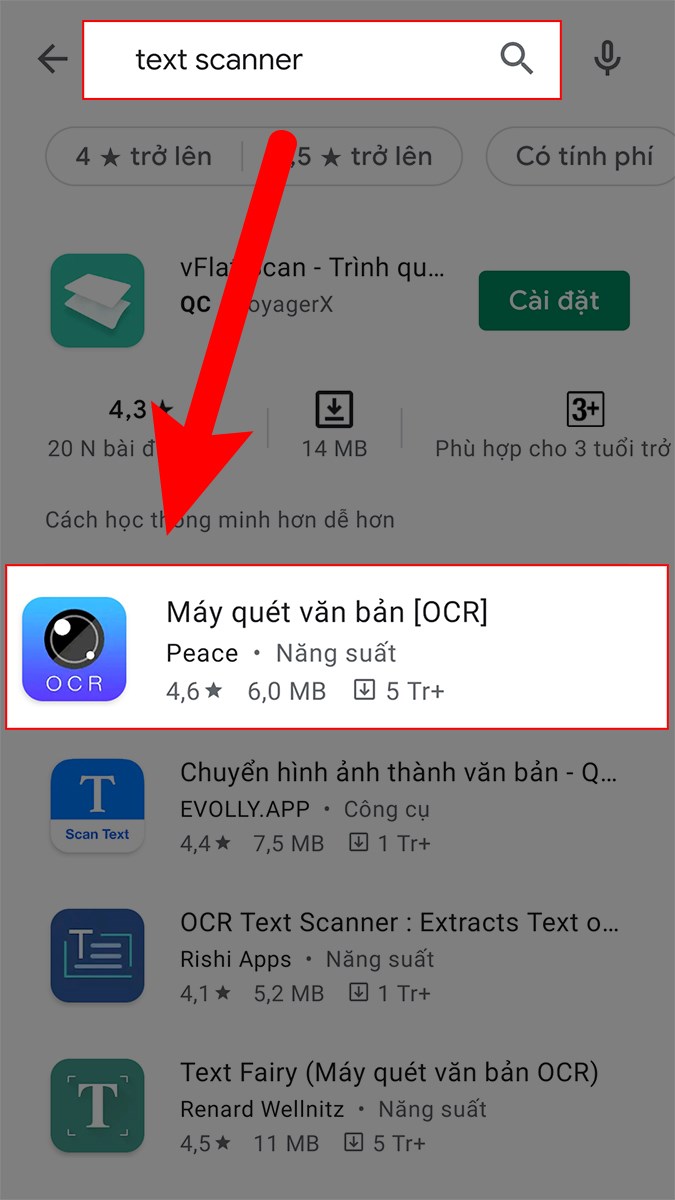 Tìm ứng dụng Text Scanner (OCR) hoặc Máy quét văn bản (OCR)