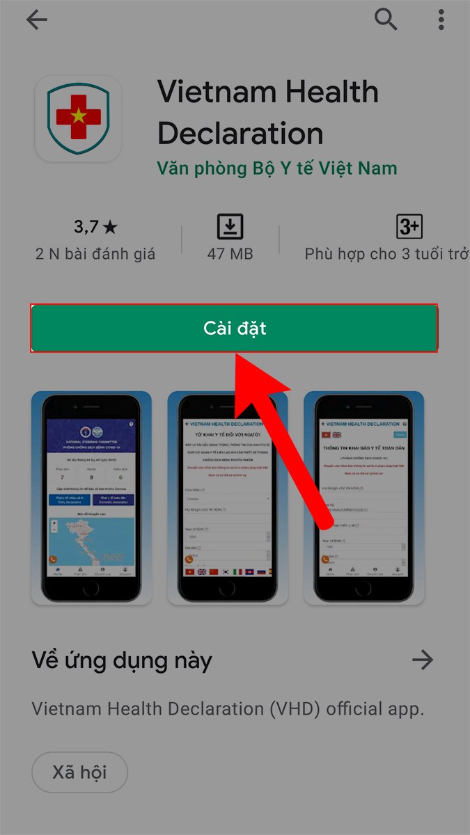Tìm và tải ứng dụng Vietnam Health Declaratio về điện thoại