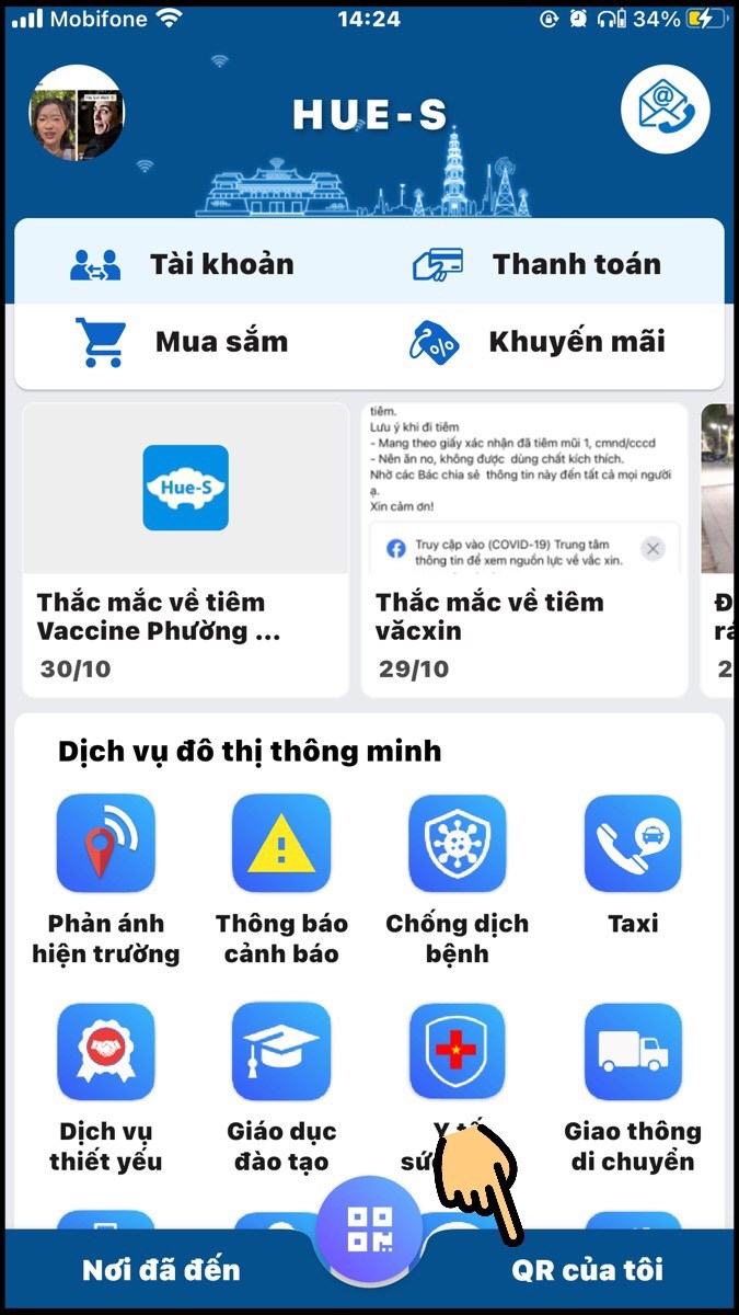 Nhấn v&agrave;o mục QR của t&ocirc;i