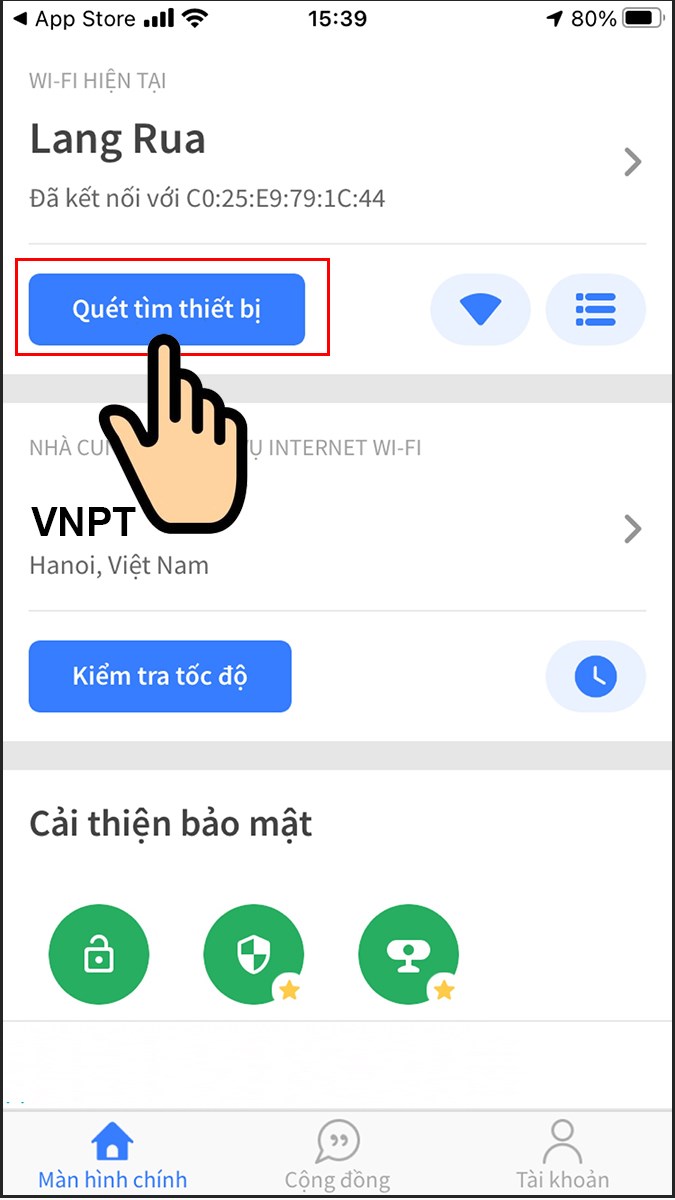 Ấn Quét tìm thiết bị