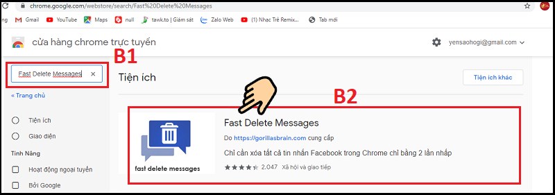 Chọn Fast Delete Messages