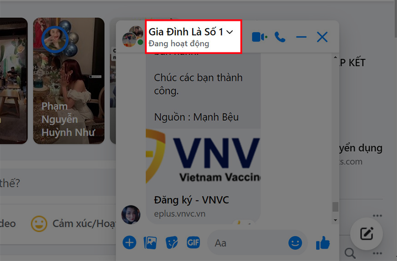 Chọn v&agrave;o t&ecirc;n nh&oacute;m chat