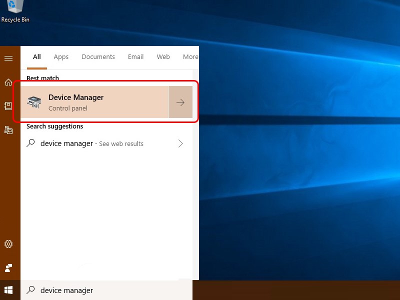 Tại khung tìm kiếm của Windows, bạn nhập "Device Manager".