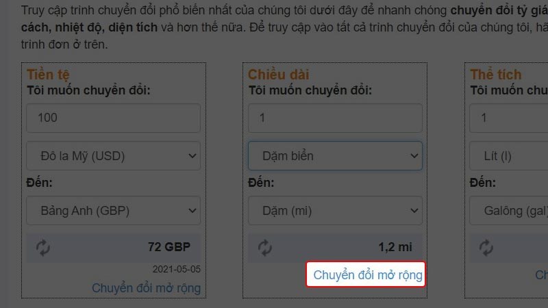 Bảng đơn vị mở rộng
