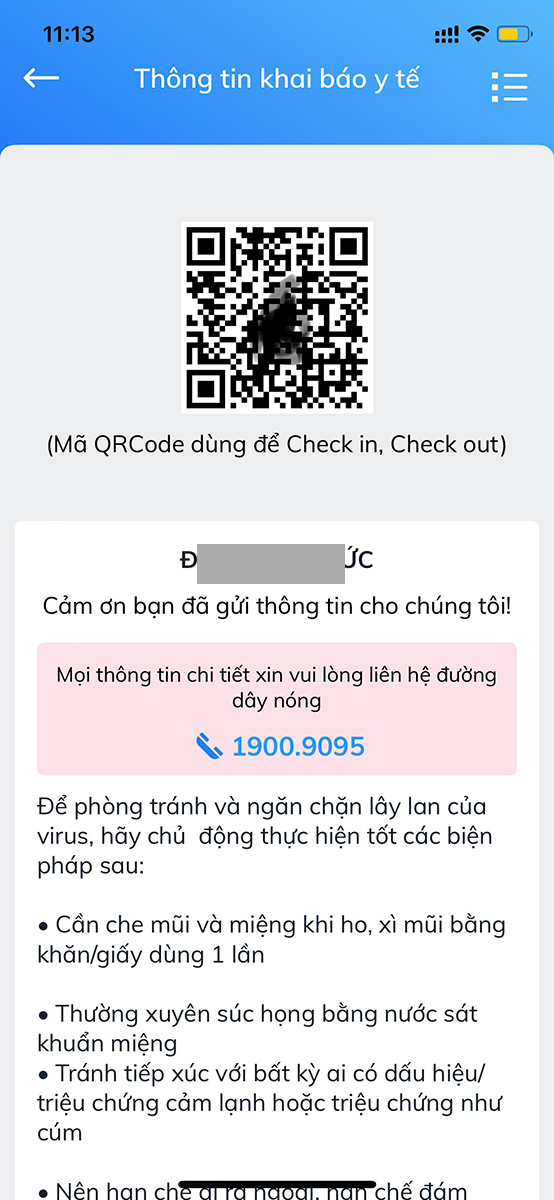 Bạn sẽ nhận được mã QR dùng để check-in, check-out