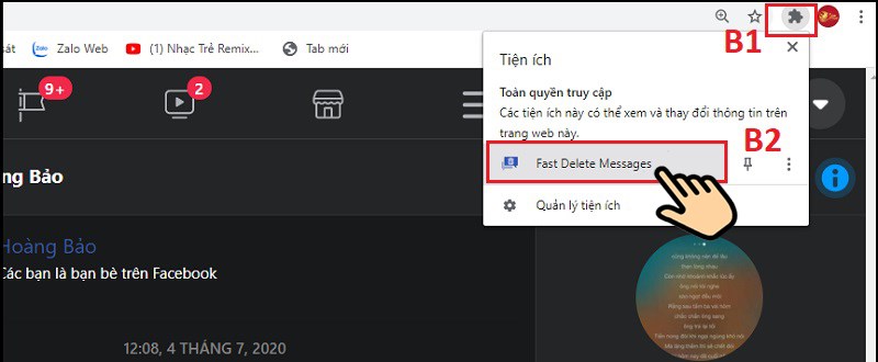 Chọn Fast Delete Messages