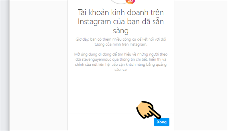 ho&agrave;n tất li&ecirc;n kết Instagram với Facebook Fanpage