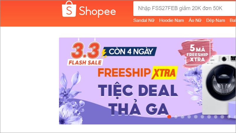 Trang mua hàng Shopee