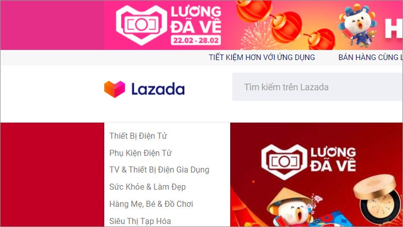 Trang mua hàng Lazada