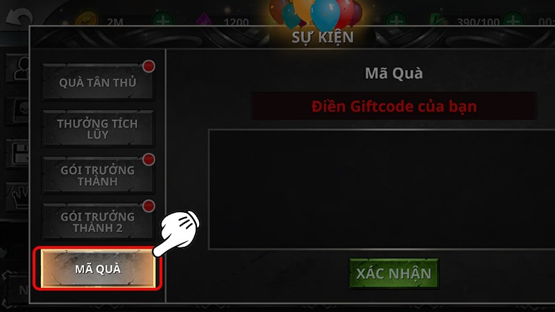 Chọn Mã quà Chọn Mã quà