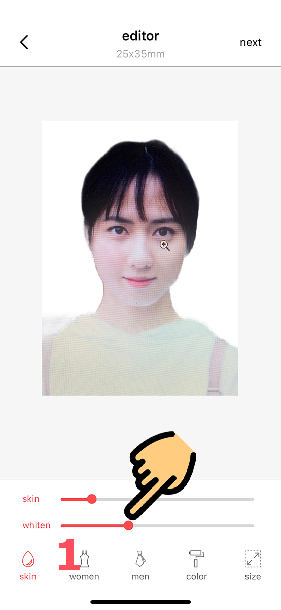 Chỉnh trắng da, bạn chọn mục Skin