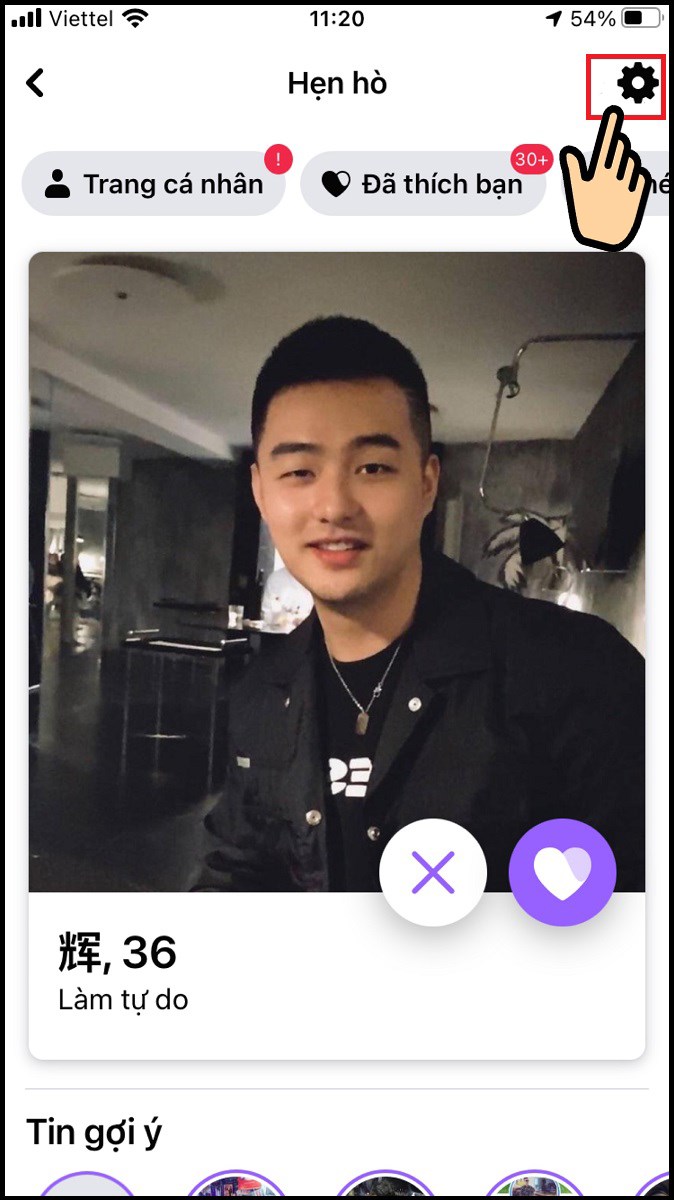 Ra ngo&agrave;i tại mục Hẹn h&ograve; chọn c&agrave;i đặt h&igrave;nh b&aacute;nh răng