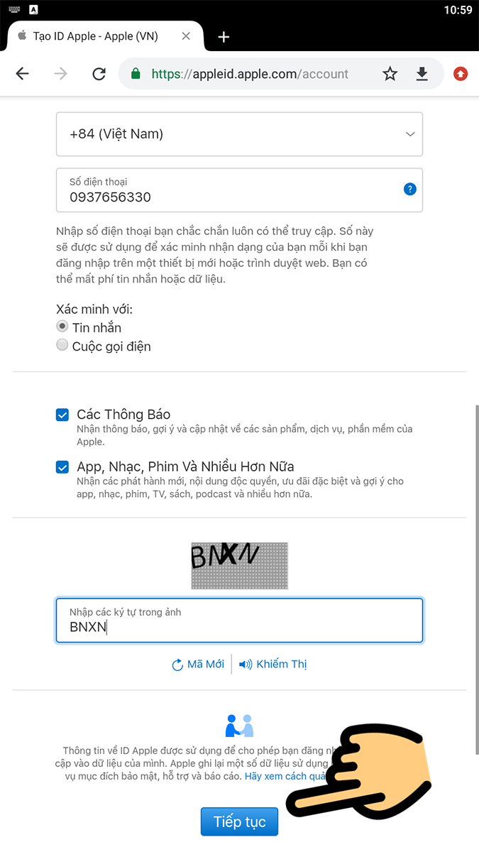 Nhập số điện thoại