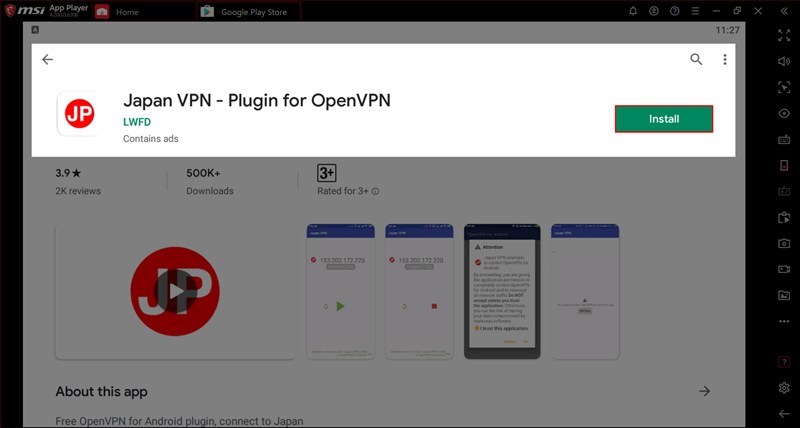 Cài đặt phần mềm Japan VPN