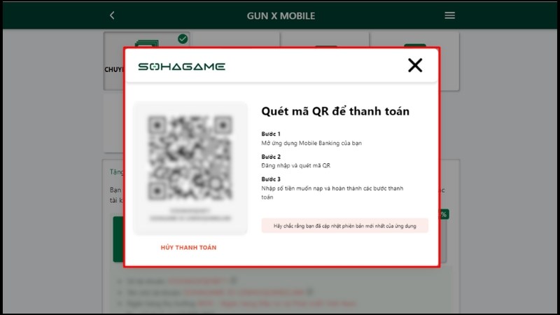 Bạn qu&eacute;t m&atilde; QR code bằng ứng dụng E-Banking > Thực hiện chuyển khoản