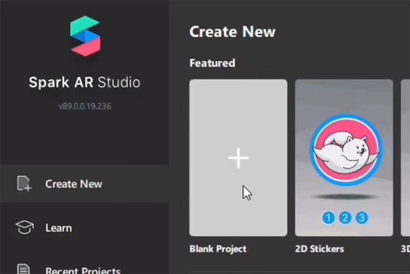 Mở ứng dụng Spark AR Studio trên máy tính